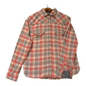 Jachs Girlfriend Plaid Bea Flannel Snap Button Down With 3/4 Sleeve Option L